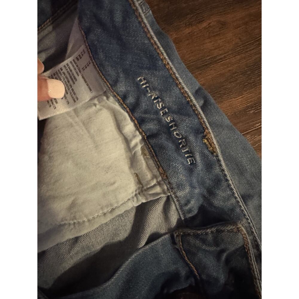 American Eagle Super Hi-Rise Shortie Stretch Blue Denim Shorts Plus Size 18 - Picture 9 of 12